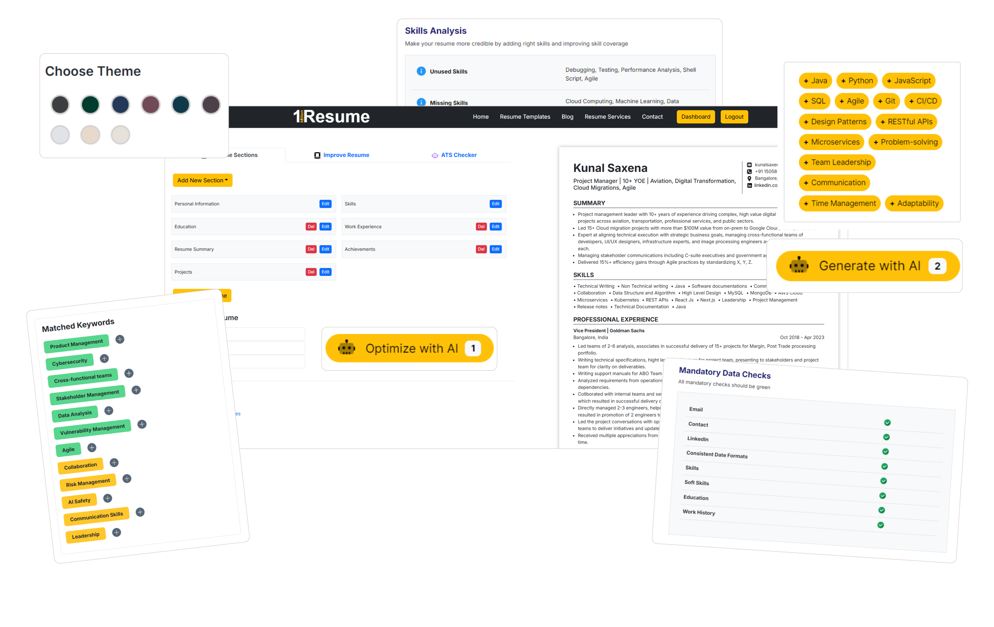 showing ai resume builder features