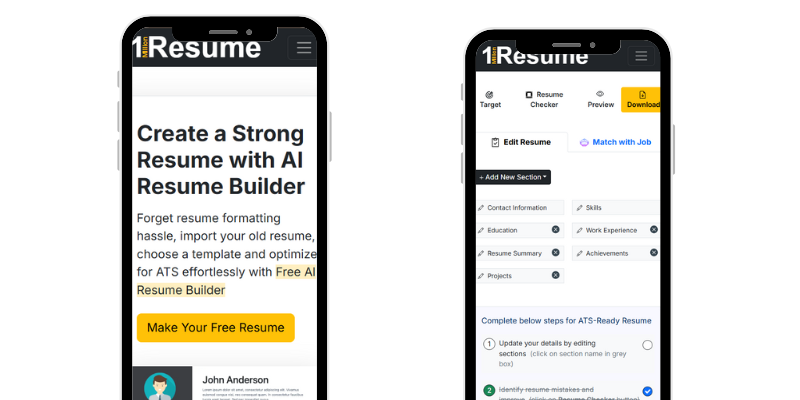 ai resume builder feature to create resume on your mobile phone