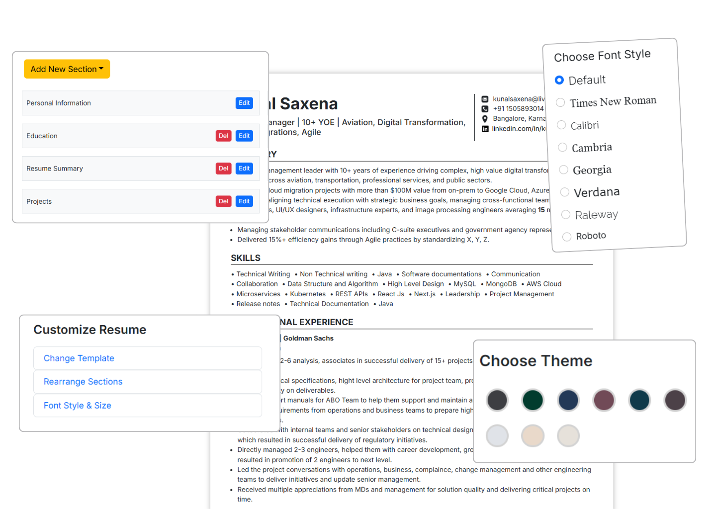 resume builder working step 3 - update your resume and customize