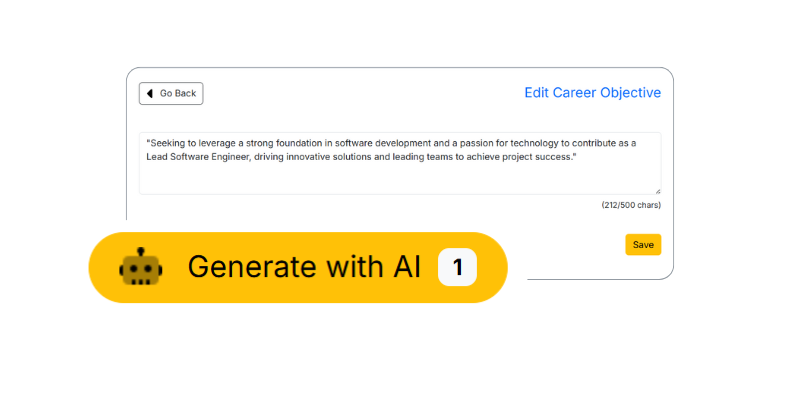 ai resume builder feature to generate career objective