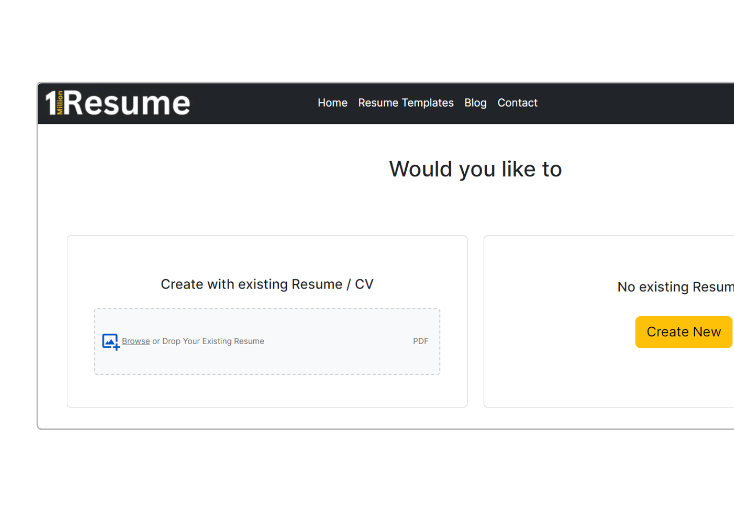resume builder working step 1 - import your old resume