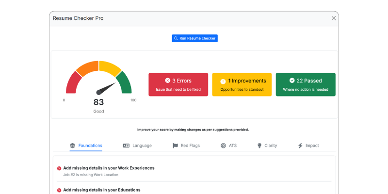 ai resume builder feature to scan resume and provide actionable feedback
