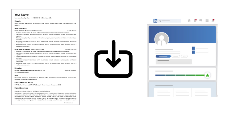 ai resume builder feature to import your old resume or linkedin profile