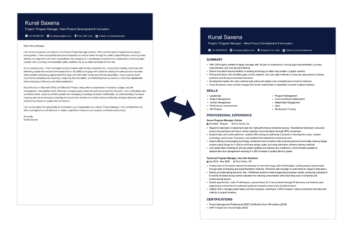 ai resume builder matching resume with JD and showing missing keywords, ats score