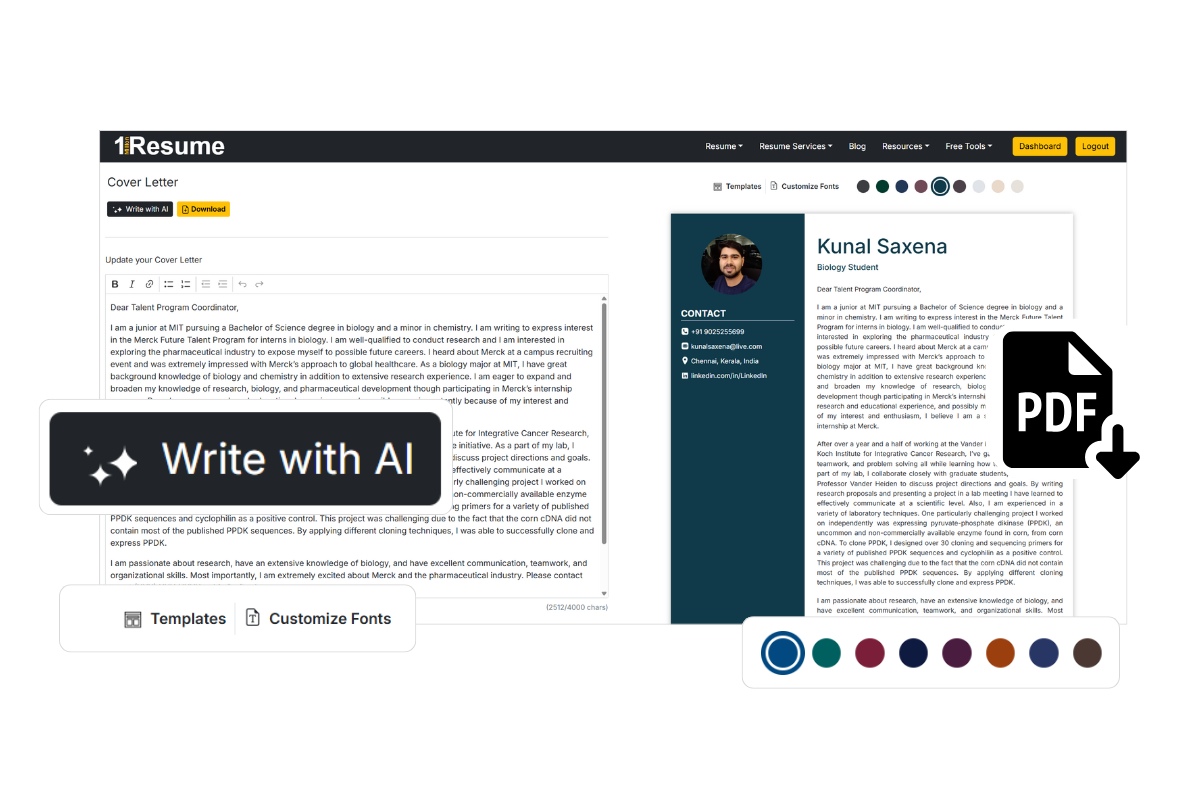 ai resume builder matching resume with JD and showing missing keywords, ats score