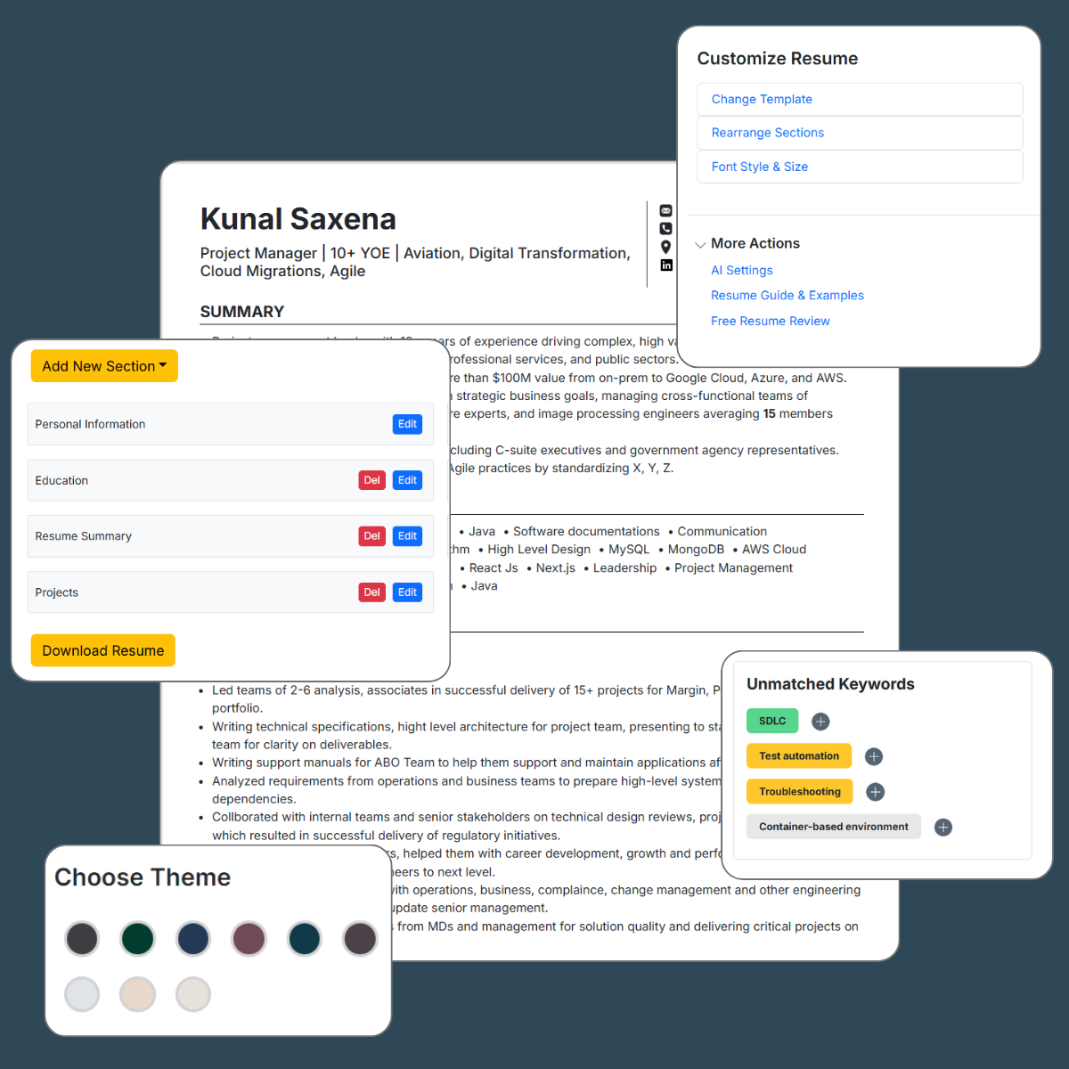 showing skills generated with ai resume builder