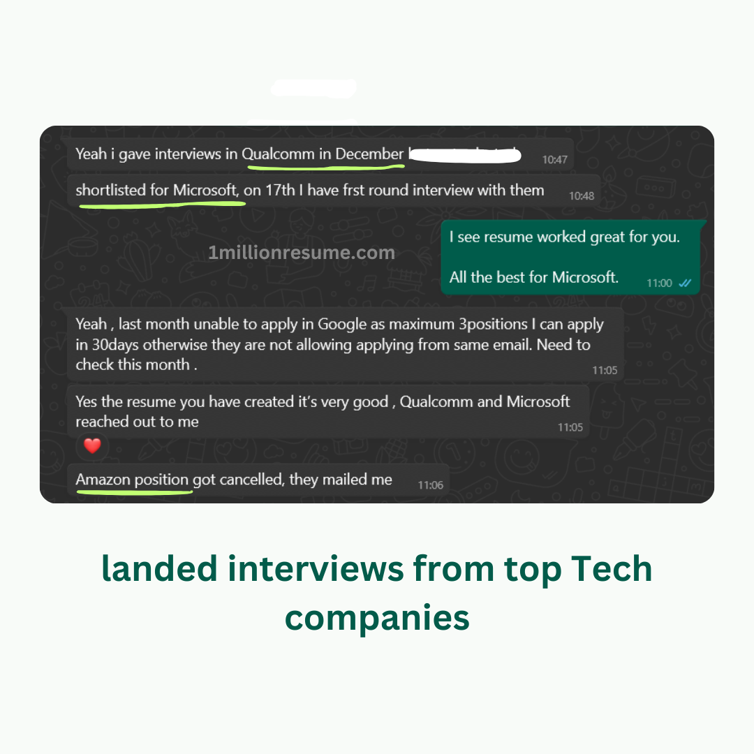 resume writing service success story about landing interview at amazon and fortune 500 company