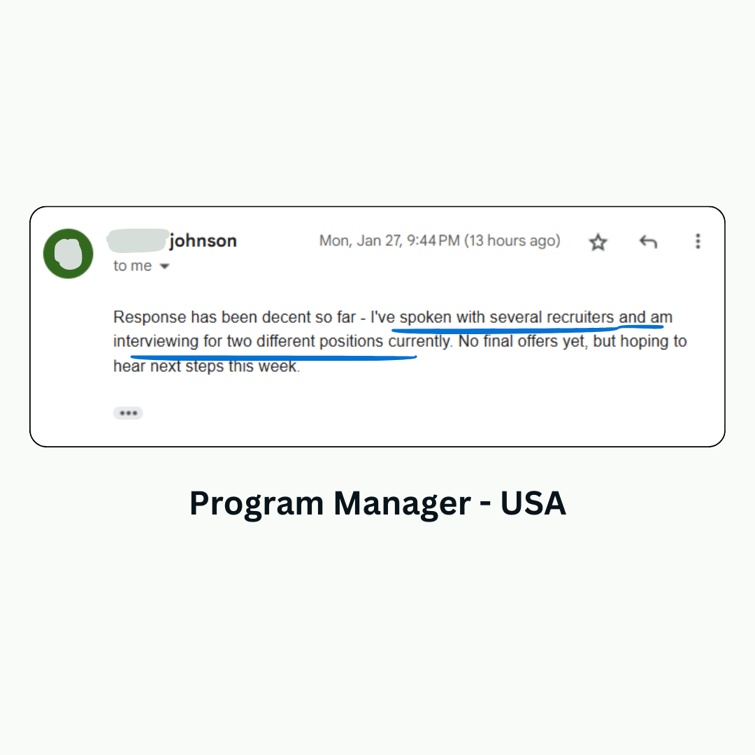 resume writing service success story about landing multiple interviews and offers