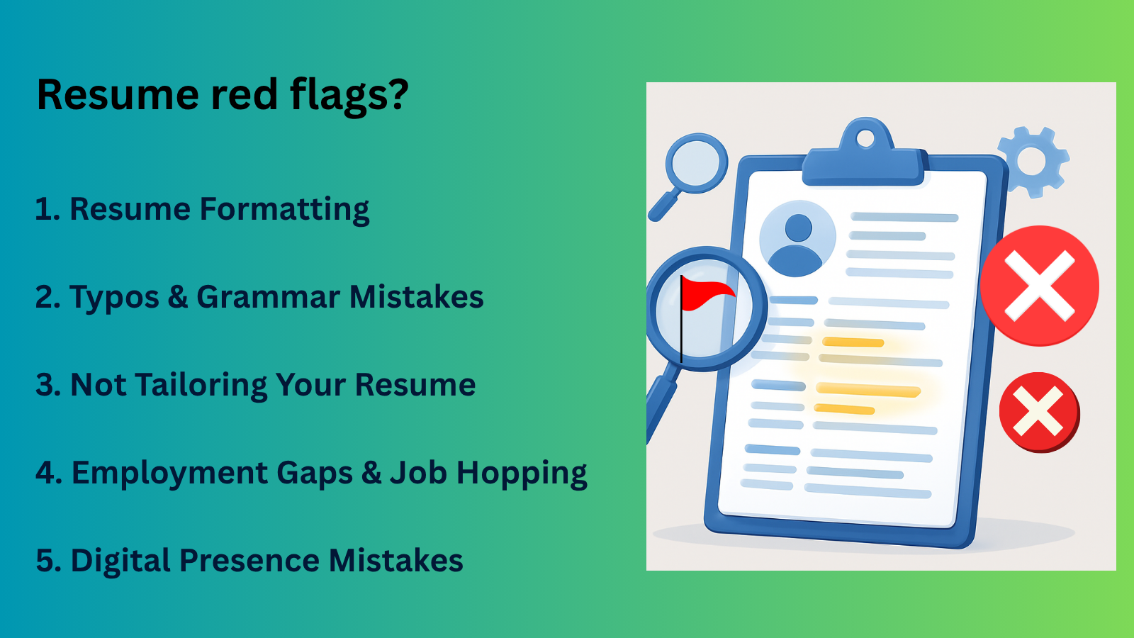 This image is showing reds flags of resume which recruiters notice instantly.
