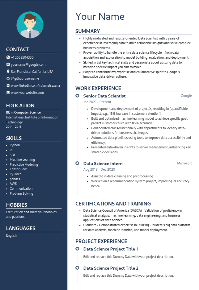 two-column resume template